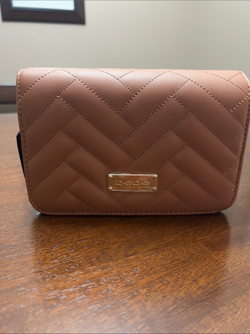 NWT bebe Small Sophia Crossbody Tan/Camel Color w/ Gold Hardware MSRP $69